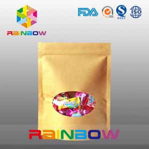 China k Kraft Paper Packaging Bag With Round Window For Packing Candy / Snack Food supplier