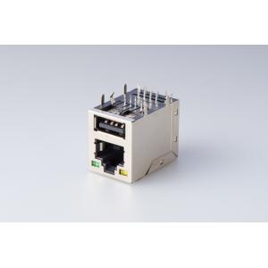 China RJ45 USB 2.0 Stack Embedded Board , Rj45 Ethernet Jack Tab Up Without Transformers supplier