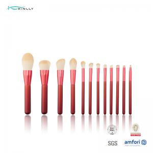 China OEM 12PCS Aluminum Ferrule Full Makeup Brush Set With Red Handle supplier