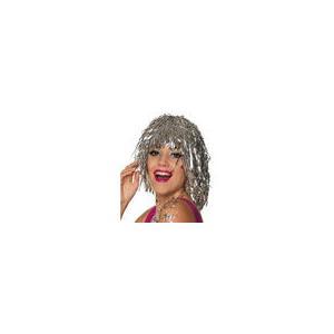 China Foil Tinsel Silver Tinsel Wig Fancy Dress Shiny Wig 4.7 X 3.9 X 2 Inches supplier
