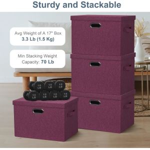 China Large jute fabrics Collapsible Storage Bins With Lids Jute Fabric Foldable Storage Boxes Organizer Containers Baskets Cube With Cover For Home Bedroom Closet Office Nursery wholesale