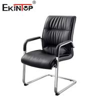 China OEM Black Leather Office Chair With Armrests And Metal Frame Business Style on sale