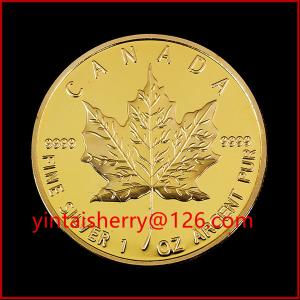 Maple leaf replica coin/ gold plated tungsten coin for Gift