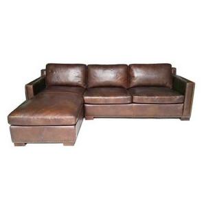 China Vintage Retro Genuine Leather Sofa Set Distressed Leather Sectional Sofa supplier