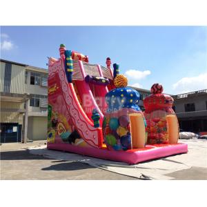 China Pink Candy 0.55mm PVC tarpaulin Outdoor Giant Inflatable Slide / Blow Up Amusement Park supplier