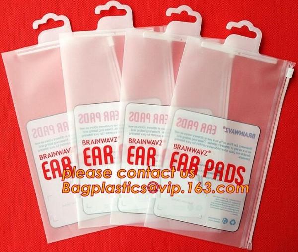 Eco-friendly Hanger Zipper Bag/Rigid Handle Zipper Bag/Hook Handle Poly bag,