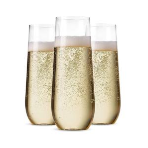 Unbreakable Tritan Stemless Champagne Flutes Bar Plastic Champagne Fluted Glassware