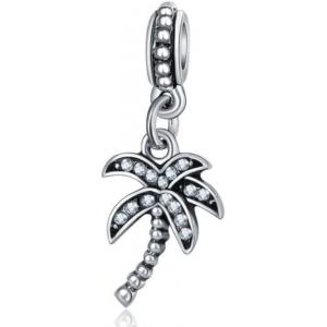 Dangle Coconut/Palm Tree with Clear Crystals Charm Bead for Charms Bracelets