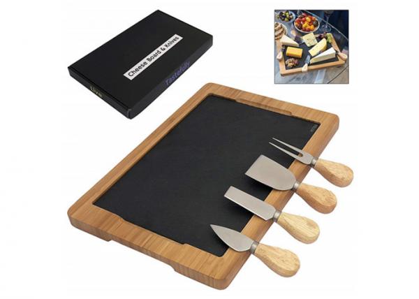 High End Professional Bamboo Cheese Board Set With Slate And Knife Sets