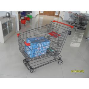 China Grey Powder Coating Asian Type Wire Shopping Trolley 210L Wiht 4 Swivel 5 Inch Casters supplier
