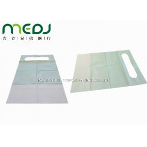 China Green 3 Ply Disposable Paper Bibs Medical Apron With Pocket And Neck Tie supplier
