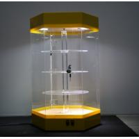 China Beautiful Rotatable Acrylic Display Stands Rack Yellow Base Lockable With Led Light on sale