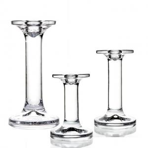 China Wholesale clear pillar crystal glass candelabra candlestick holder supplier