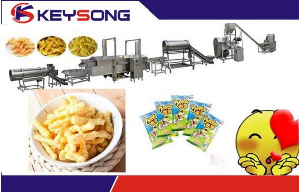 Automatic Fried Kurkure Food Extruder Machine / Kurkure Production Line 90 Kw