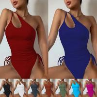 China V Neck Ladies One Piece Swimsuit Flash Tight Conservative Triangle Beach Swimming Costume on sale