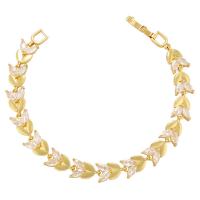China Cubic 18K Gold Bracelet Zircon Diamond Wheat Chain Bracelet Gold Olive Leave on sale