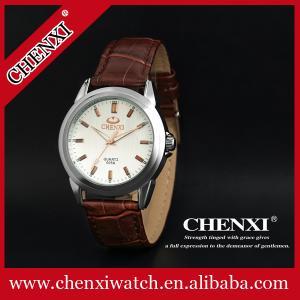 China Guangzhou Watch Supplier Stainless Steel Case Back Quartz Watch Leather Strap Watches Mens supplier