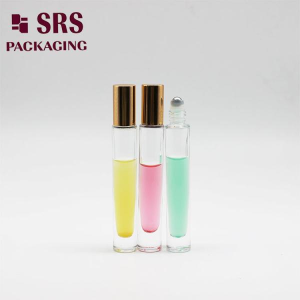 10ml transparent thick bottom glass roller metal ball bottle for perfume oil
