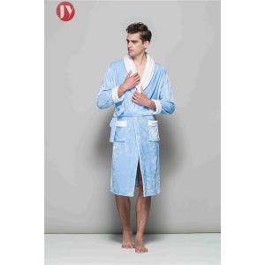 China Couple Winter Sexy Soft Pink Blue Flannel Soft Bathrobe Plush Long Nightgown Clothe Warm Dressing Gowns supplier
