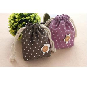 Hot selling lovely  customized promotional calico drawstring bag small candy pouch cute Mimi  pocket for gift