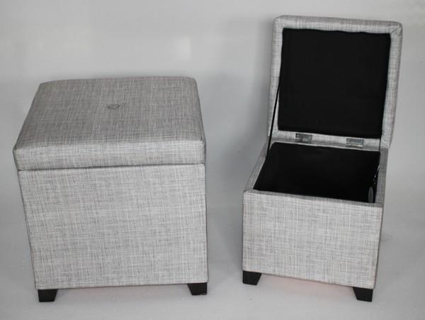Print fabric s/2 ottomans with storage