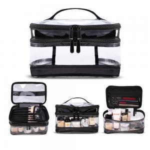 China Two Layers Vinyl Cosmetic Bag Portable Transparent supplier