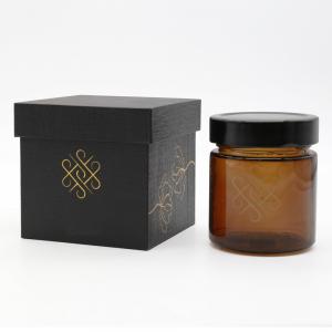 China Custom Gold Foil Logo 2 Piece Box Luxury Honey Jar Packaging Gift Box With Lid And Bottom supplier