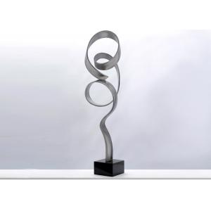 Decorative Home Metal Ribbon Sculpture , Metal Outdoor Sculpture Abstract