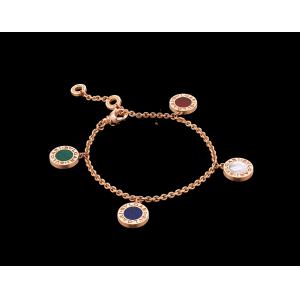 bracelet in 18 kt pink gold with mother of pearl carnelian malachite lapis