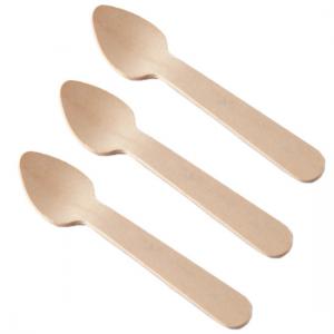 95mm 110mm Biodegradable Cutlery , Ice Cream Disposable Wooden Spoons