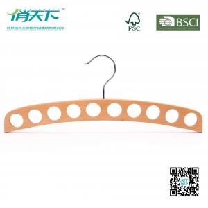 China Betterall Burly-wood Color Curved Wooden Ties Hanger with Ten Holes supplier