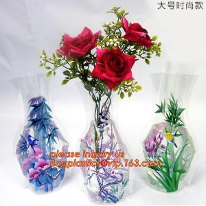 China vaso plástico do casamento decorativo dobrável artificial do pvc, saco plástico da luva da flor dos pp, rosa s da flor transparente dos pp única supplier