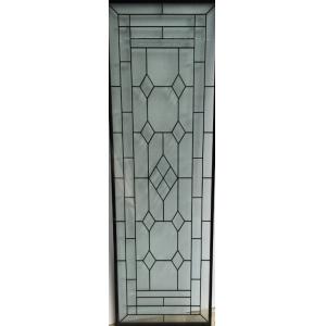 Triple Glazed Sliding Patio Doors Antique Stained Glass Panel Chrome Finish