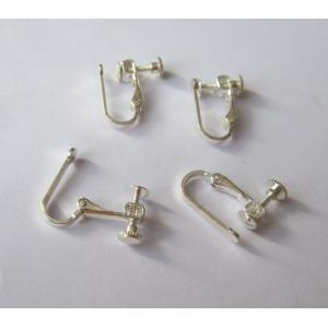 14mm Clip On Leverback with 4mm Half Round Silver Earwires, Ear Wires Earring Clips
