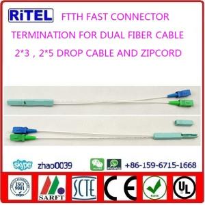 FTTH SC/UPC, SC/APC pre-terminated fast connector pre-embedded for 2-core drop fiber optic cable