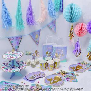 Mermaid Birthday Party Supplies Gift Bag Invitation Card Tableware Set Cake Toppers Mermaid Tableware Supplies