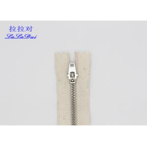 Cotton Overcoat Reverse Coil Zipper , Plating Nickel Teeth White Invisible Zipper