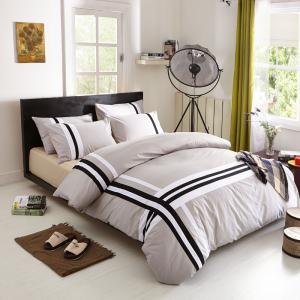 China Grey Color Household Use Cotton Satin Bedding Sets , Cotton Bed Linen Sets supplier