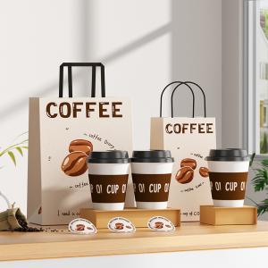 China Custom Printed Coffee Takeaway Packaging Kraft Paper Food Bags with Luxury Appearance supplier