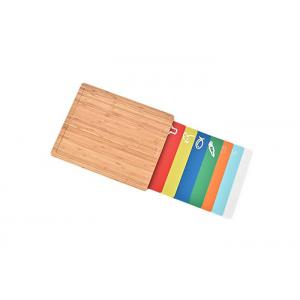 China Non Slip Bamboo Cutting Board Customized Size With 5pcs Functional Silicone Mats supplier