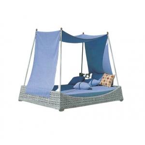 Rattan outdoor beach sunbed with tent canopy queen size rattan bed with canopy---6115
