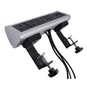 Silver Color USB Power Strip , 250V Mountable Power Strip Clamp On Mounted