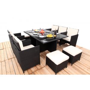 China Promotion Rattan Furniture 11PCS Indoor / Outdoor Rattan Dining Sets Set With Cushion wholesale