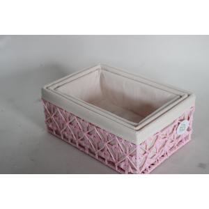 China hand made pink paper rope gift baskets with stoage supplier