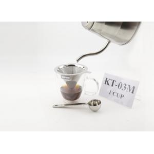 China Portable Coffee Metal Dripper / Cone Coffee Filter Customized Logo wholesale