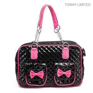  				Bright PU Leather Pet Handbags Bowtie Design Cute Dog Carriers 	        