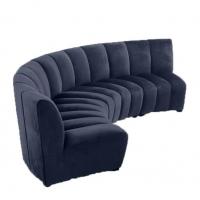 China Modern Living Room Navy Blue Velvet Sofa Hotel Lobby Curve Arc Velvet Sofa on sale