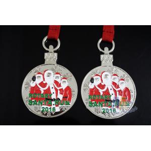 Christmas Logo Custom Fiesta Medals Both Side Design With 800 * 10MM Lanyard