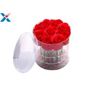 China Customized Thickness Acrylic Flower Box Round 11 Rose Containers With Lid supplier