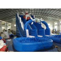 China Blue Lazy Bear Commercial Inflatable Slide With Pool , Giant Inflatable Water Slide on sale